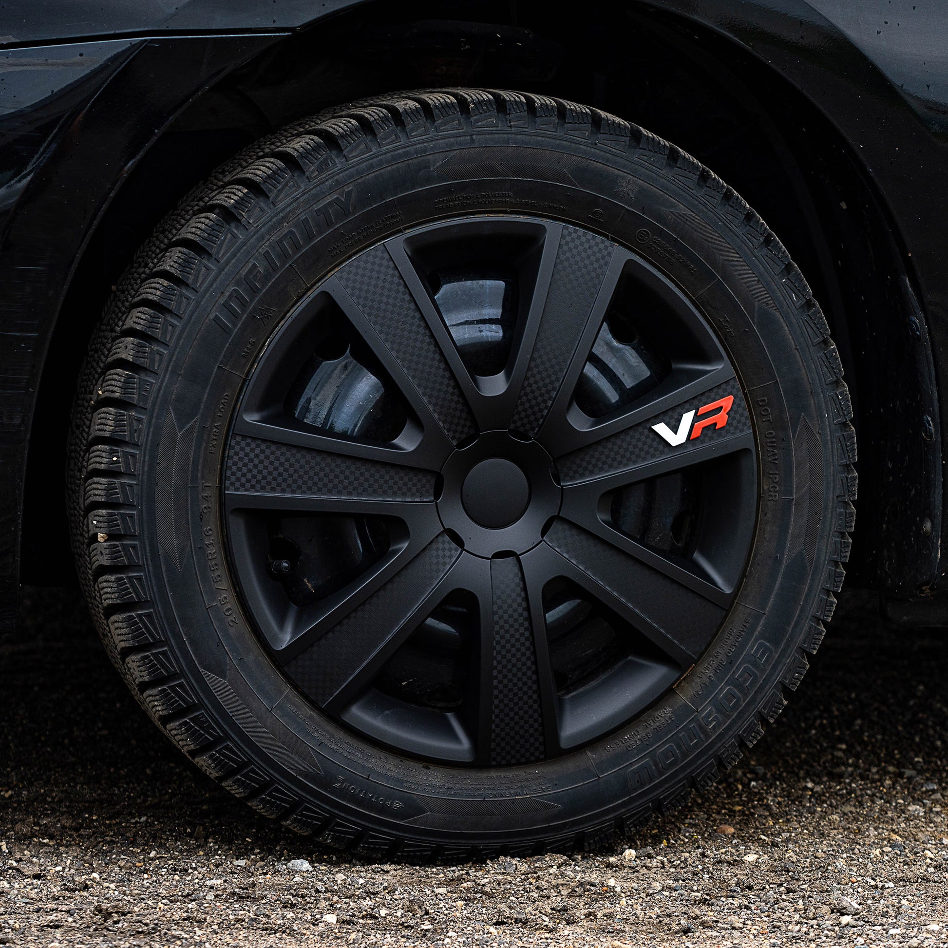 Alpena 17 inch VR Carbon Wheel Covers, Black , Set of 4, Model 58410, Fits Most Steel Wheels