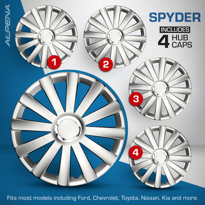 Spyder Pro Wheel Cover Kit - Silver (4 Pack)