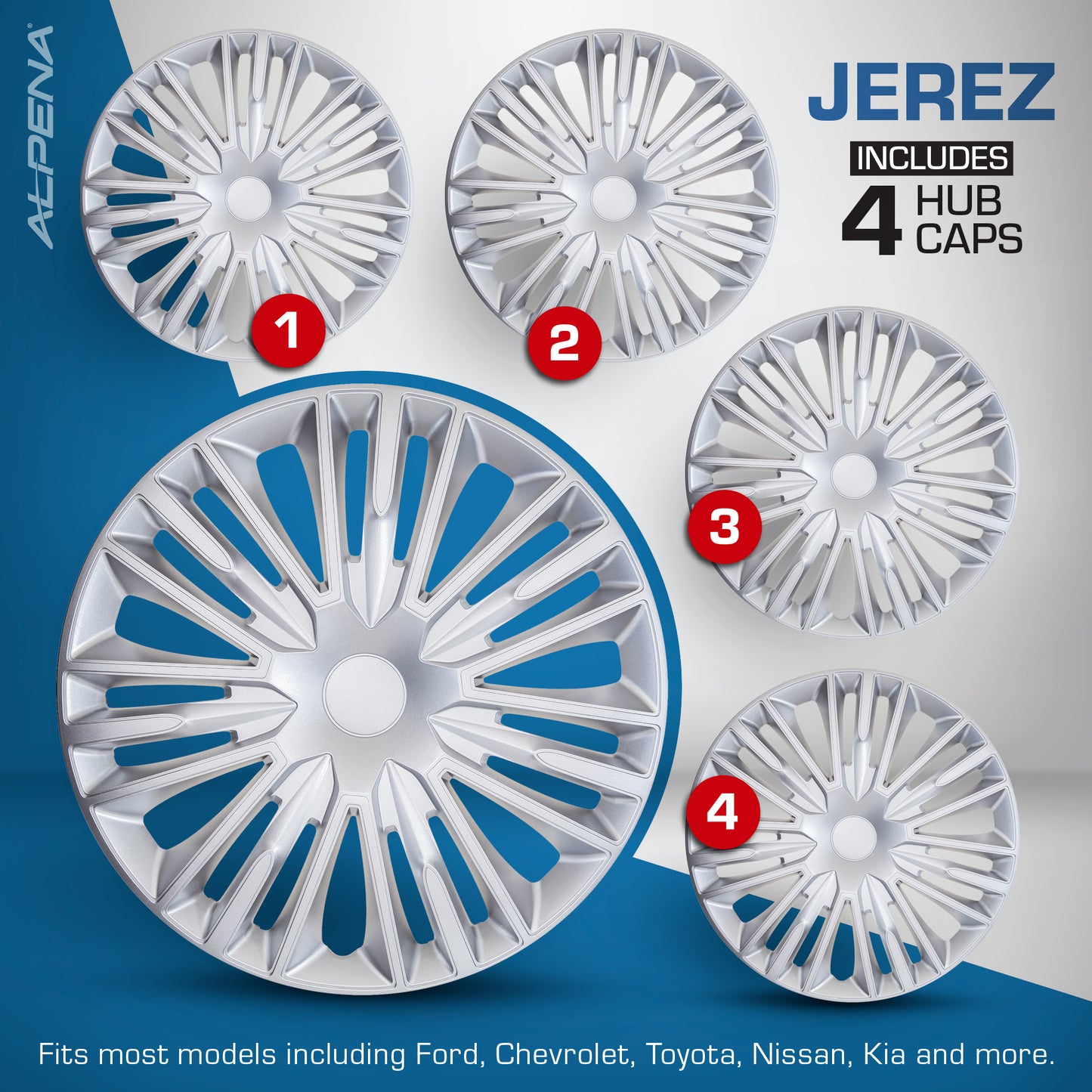 Jerez Wheel Cover Kit - Silver (4 Pack)