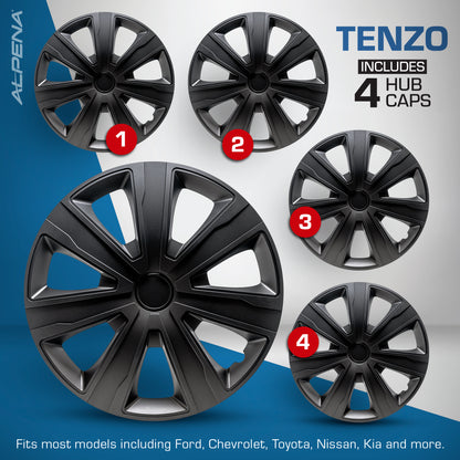 Tenzo Wheel Cover Kit - Black (4 Pack)