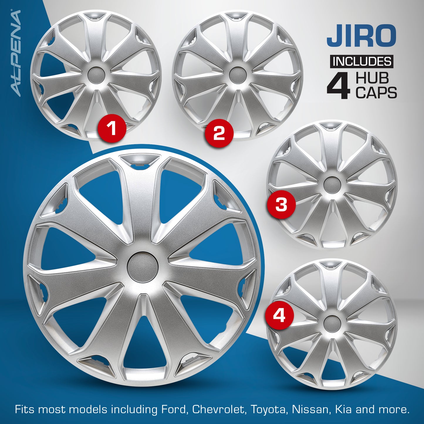 Jiro Wheel Cover Kit - Silver (4 Pack)