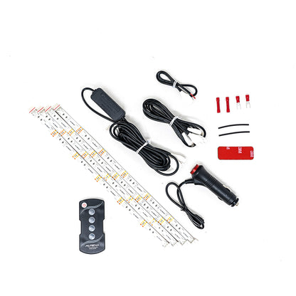 UV LED Light Interior Exterior Strip Starter Kit, 4 x 12" Strips, Power Plug, 12V
